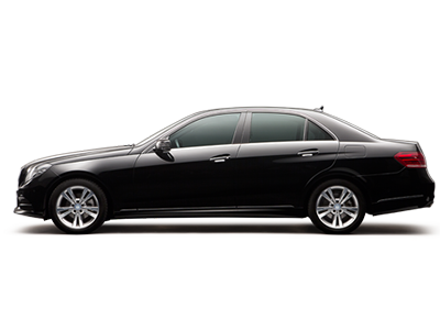 Black Saloon Car in white Background